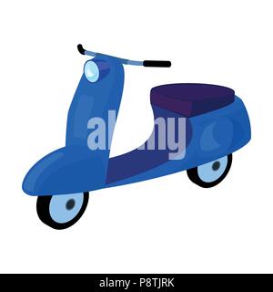 Deux roues scooter bleu. Transports pour se déplacer dans la ville.Transport simple icône dans le style cartoon vector illustration web stock symbol. Illustration de Vecteur