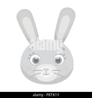 Museau de lapin en icône design monochrome isolé sur fond blanc. Museau des animaux stock symbol vector illustration. Illustration de Vecteur