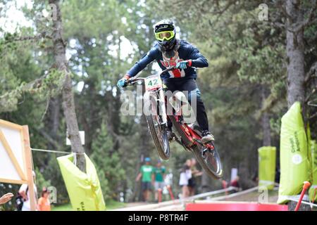 Vallnord, La Massana, Andorre. 14 juillet 2018. Course de descente, l'UCI, la Coupe du Monde de vélo de montagne, Andorre Vallnord. 14/07/2018 Credit : Martin Silva Cosentino / Alamy Live News Banque D'Images