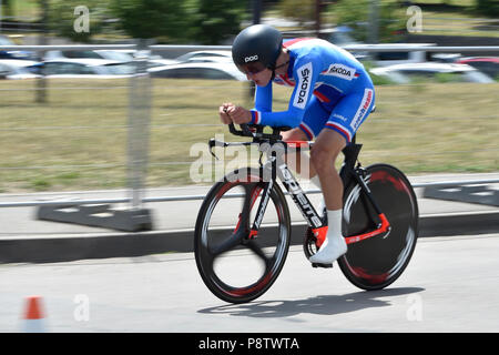 Brno, République tchèque. Le 13 juillet, 2018. République tchèque RICHARD HOLEC en action au cours de l'UEC 2018 Route Juniors de moins de 23 championnats d'événement à Brno, République tchèque, le 13 juillet 2018. Photo : CTK Vaclav Salek/Photo/Alamy Live News Banque D'Images