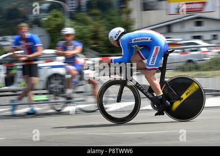 Brno, République tchèque. Le 13 juillet, 2018. République tchèque Jakub Otruba en action au cours de l'UEC 2018 Route Juniors de moins de 23 championnats d'événement à Brno, République tchèque, le 13 juillet 2018. Photo : CTK Vaclav Salek/Photo/Alamy Live News Banque D'Images