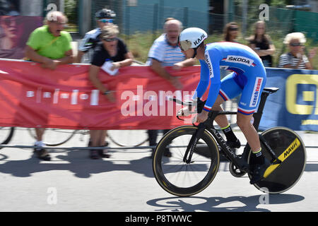 Brno, République tchèque. Le 13 juillet, 2018. République tchèque Jakub Otruba en action au cours de l'UEC 2018 Route Juniors de moins de 23 championnats d'événement à Brno, République tchèque, le 13 juillet 2018. Photo : CTK Vaclav Salek/Photo/Alamy Live News Banque D'Images