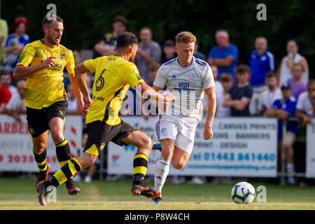 Taff's Well, Pays de Galles, Royaume-Uni. 13 juillet 2018. Rhys Healey lors de la pré-saison match amical entre Taff's Well FC de la ligue galloise Cardiff City et une Division de la Premier League à l'r * Plusieurs autres calvaires parsèment Ddar stadium, Taff's Well, Pays de Galles, Royaume-Uni. Credit : Mark Hawkins/Alamy Live News Banque D'Images