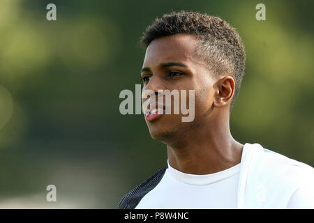 Le joueur de soccer Rodrygo, vendu au Real Madrid, les trains pour l'équipe de Santos FC où il jouera jusqu'en janvier 2019 quand il aura 18 ans et peuvent aller à l'Espagne. Le 13 juillet, 2018. La formation a eu lieu dans la ville de Santos, sur la côte de SÃ£o Paulo, Brésil. Credit : Guilherme Dionizio/AFP7/ZUMA/Alamy Fil Live News Banque D'Images