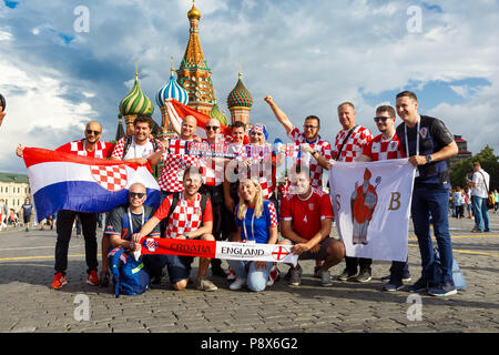 Moscou, Russie - Juin 2018 : les fans de football croate sur la coupe du monde à Moscou, Russie avant le jeu Croatia-England Banque D'Images