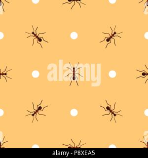 Motif transparent vecteur avec les fourmis et les cercles Illustration de Vecteur