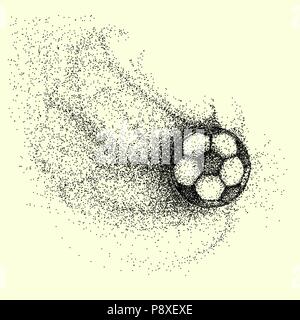 Silhouette d'un ballon de soccer de particules. Demi-ton ballon de soccer. Illustration de Vecteur