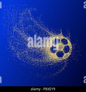 Silhouette d'un ballon de soccer de particules. Or ballon de soccer. Illustration de Vecteur