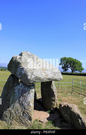 Bodowyr chambre funéraire, Llangaffo, Ile d'Anglesey, au Pays de Galles Banque D'Images