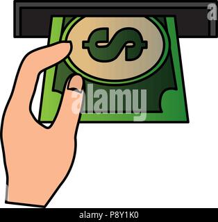 Machine avec trou dollar bill main et vector illustration design Illustration de Vecteur