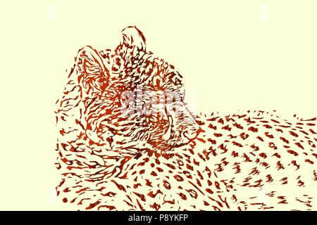 Cheetah, croquis ou plan vectoriel abstract background illustration de la faune. Illustration de Vecteur