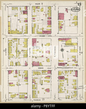 La carte d'assurance-incendie Sanborn 490 d'Alexandria, cités indépendantes, en Virginie. LOC sanborn08968 007-14 Banque D'Images