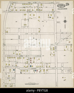 La carte d'assurance-incendie Sanborn 490 d'Alexandria, cités indépendantes, en Virginie. LOC sanborn08968 007-30 Banque D'Images