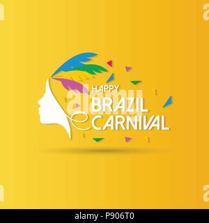 Joyeux Carnaval brésilien 24. Carnaval haut en couleurs typographie créative sur fond jaune. Pour la conception web et l'interface d'application, également utile pour en Illustration de Vecteur