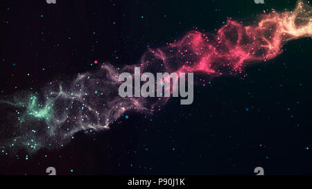 Animation 3D de la nébuleuse rouge avec des étoiles, nuages de gaz et de l'espace. Les rayons de lumière briller à travers des champs d'étoiles dans l'espace dpéd. Sci-fi motion graphics dy Banque D'Images