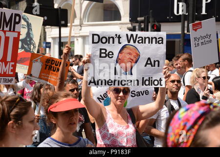 Londres, Royaume-Uni, 13 juillet 2018. Anti-Trump protester Crédit : Paul Smyth/Alamy Live News Banque D'Images