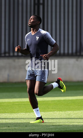 Moscou, Russie. 14 juillet, 2018. Le football, Coupe du Monde FIFA 2018, l'équipe nationale de France, la formation finale avant la finale France vs Croatie : France's Paul Pogba en action. Crédit : Christian Charisius/dpa/Alamy Live News Banque D'Images