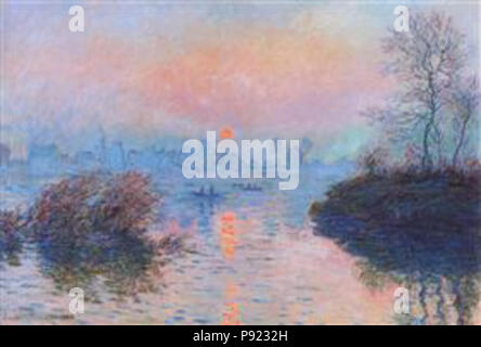 . 424 Monet - coucher de soleil sur la seine à Lavacourt, effet d'hiver Banque D'Images