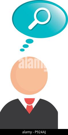 Businessman with speech bubble et loupe Illustration de Vecteur