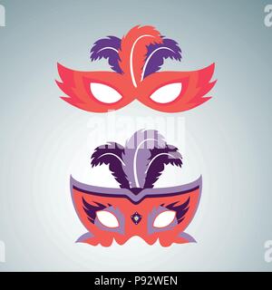 Joyeux Carnaval brésilien 24. lot de 2 masques carnaval orange. Pour la conception web et l'interface d'application, aussi utile pour l'infographie. Vector illustrat Illustration de Vecteur