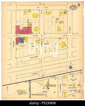 La carte d'assurance-incendie Sanborn 490 d'Alice, Jim Wells County, Texas. LOC sanborn08397 001-3 Banque D'Images