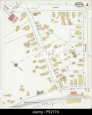 . 493 La carte d'assurance-incendie Sanborn de Brandon, Rutland Comté (Vermont). LOC sanborn08909 006-4 Banque D'Images