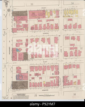 495 La carte d'assurance-incendie Sanborn de Detroit, Wayne County, Michigan. LOC sanborn03985 026-32 Banque D'Images