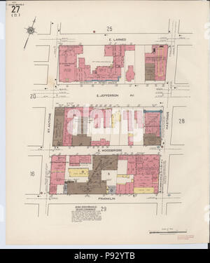 496 La carte d'assurance-incendie Sanborn de Detroit, Wayne County, Michigan. LOC sanborn03985 031-28 Banque D'Images