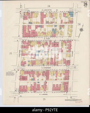 496 La carte d'assurance-incendie Sanborn de Detroit, Wayne County, Michigan. LOC sanborn03985 031-27 Banque D'Images