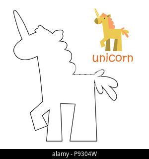 Livre de coloriage pour les enfants. Coloriage licorne. illustration set Banque D'Images