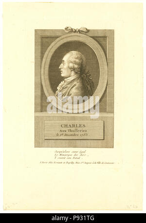 Tête-et-épaules portrait profil d'aéronaute Français J.A.C. Charles, qui a fait le premier vol dans un ballon d'hydrogène, le 1 décembre, 1783 Banque D'Images