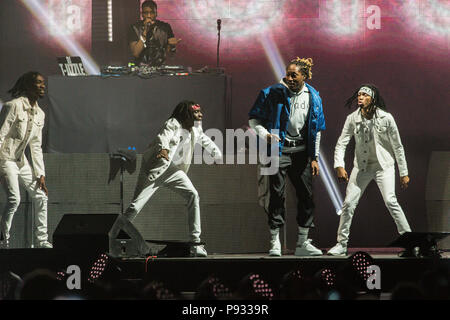 Début de la scène hip hop à venir à Fvded dans le parc à Holland Park dans le Surrey, C.-B. le 7 juillet 2018 Banque D'Images