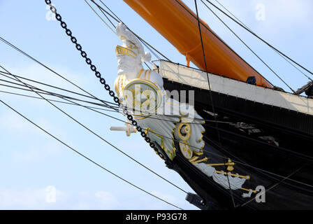 Figure de proue sur le HMS Warrior, Portsmouth, Hampshire, Angleterre Banque D'Images