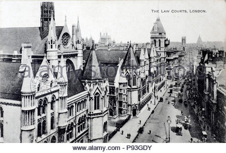 Le palais de justice de Londres, vintage carte postale de 1914 Banque D'Images