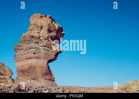 Roque Cinchado formation rocheuse unique Parc National du Teide, Tenerife, Canaries, Espagne. Banque D'Images