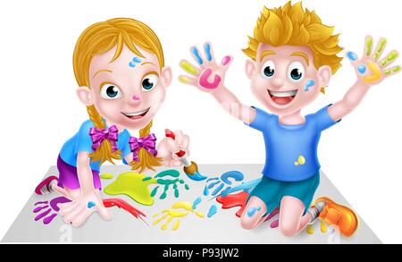 Peinture enfants Cartoon Illustration de Vecteur