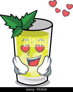Dans l'amour mint julep mascot cartoon Illustration de Vecteur