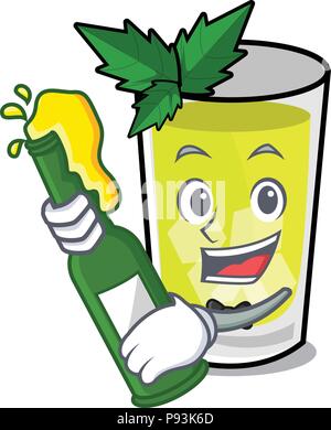 Avec de la bière mint julep mascot cartoon Illustration de Vecteur