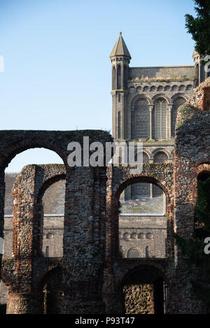 Les ruines prieuré de St Botolph se trouvent dans le parc de l'église de St Botolph. Colchester, Essex, Royaume-Uni Banque D'Images