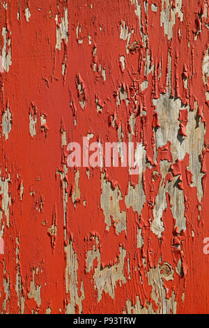 Close up de texture de fond en bois vieilli vintage rouge de style rustique avec murs peinture flakesof Banque D'Images