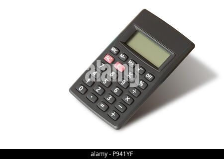 Petite calculatrice électronique isolated on white with clipping path Banque D'Images