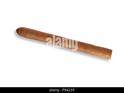 Cigare cubain isolé sur fond blanc avec clipping path Banque D'Images