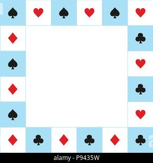 Combinaisons de Carte Bleu Rouge Blanc Conseil d'Échecs frontière. Vector Illustration Illustration de Vecteur
