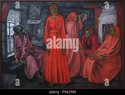 'Mémoires de peinture. Widows' (1966) par le peintre russe Viktor Popkov sur l'affichage dans la Galerie Tretiakov Galley à Moscou, Russie. Banque D'Images