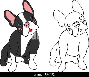 Mignon Bouledogue Français. Vector Illustration. isolé sur fond blanc. Illustration de Vecteur