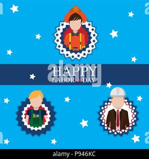 Heureuse fête du travail avec les travailleurs carte vecteur caricatures illustration graphic design Illustration de Vecteur