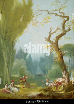 Un jeu de Cheval et cavalier A10935. Jean-Honoré Fragonard (Français, 1732 - 1806 ), un jeu du cheval et du cavalier, ch. 1775/1780, huile sur toile, Banque D'Images