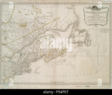 Une carte générale de la British colonies en Amérique du Nord - qui comprend la province de Québec, le gouvernement de Terre-Neuve, de la Nouvelle-Écosse, de la Nouvelle-Angleterre et de New York Banque D'Images