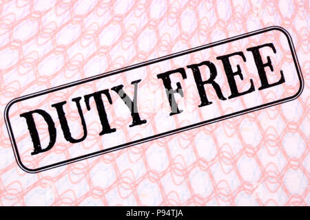 Stamp Duty Free sur passeport page Banque D'Images