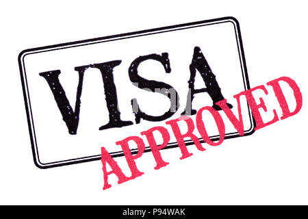 Passeport visa approuvé timbre en caoutchouc isolé sur fond blanc Banque D'Images